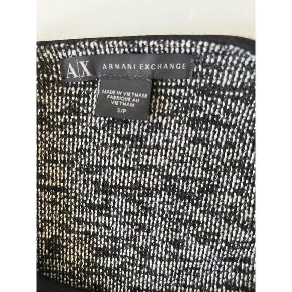 Armani Exchange Jacket Blazer Women S/P Black White Knit Fitted Zip Up Moto - Picture 2 of 8
